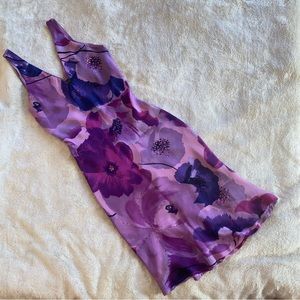 Georgiou Studio Floral Purple Beaded 100% Silk Dress